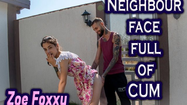 Helping My Neighbour With A Face Full Of Cum