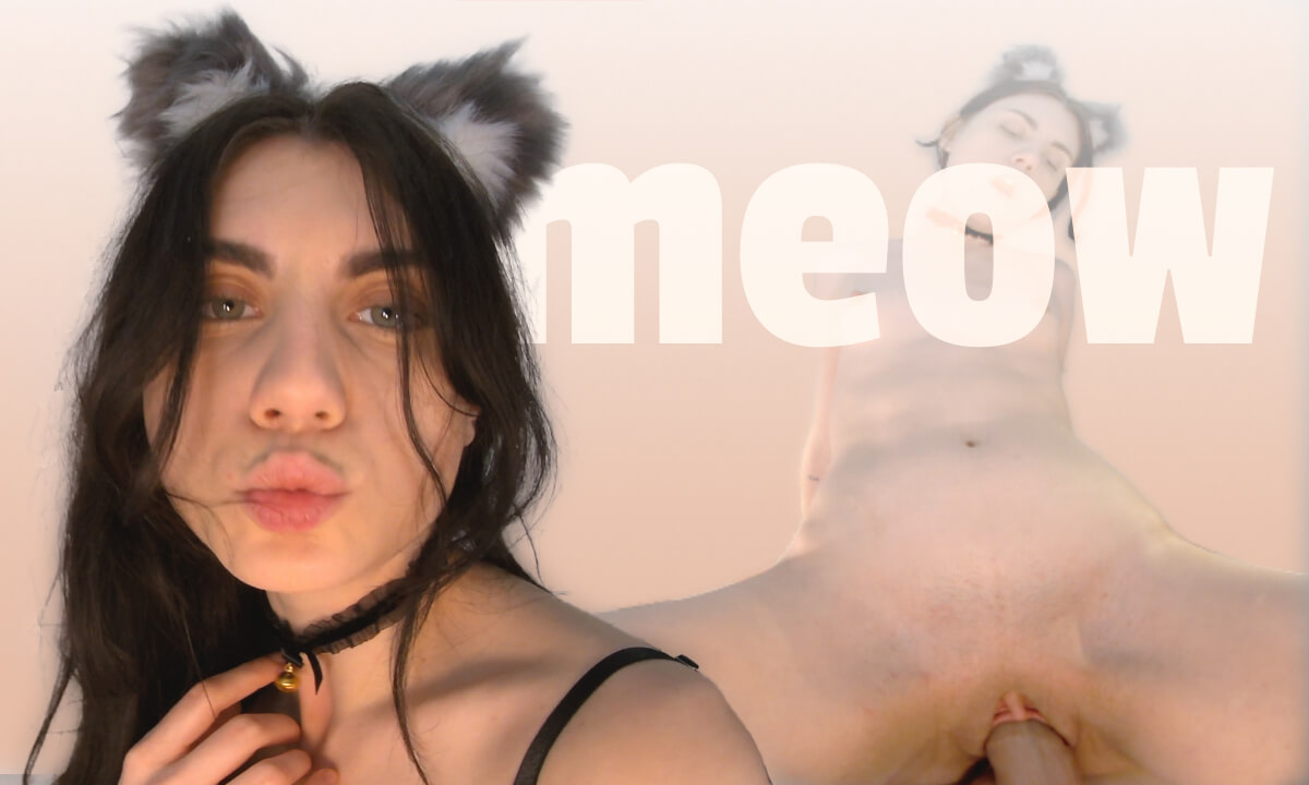 Cat Cosplay 18yo Teen Fucks Huge Dick Dildo